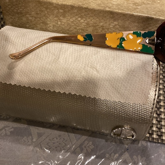 Judith Lieber Handmade Italy Crystal EncrustedTortoiseGold Pink Green Sunglasses main image 8